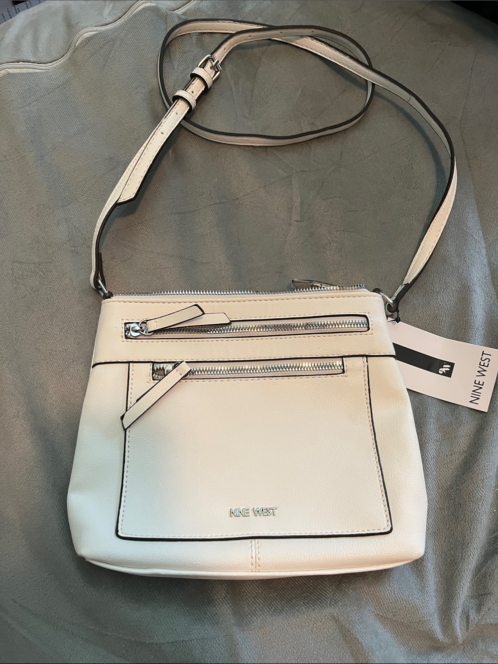 Nine West White Crossbody Bag with Silver Hardware
